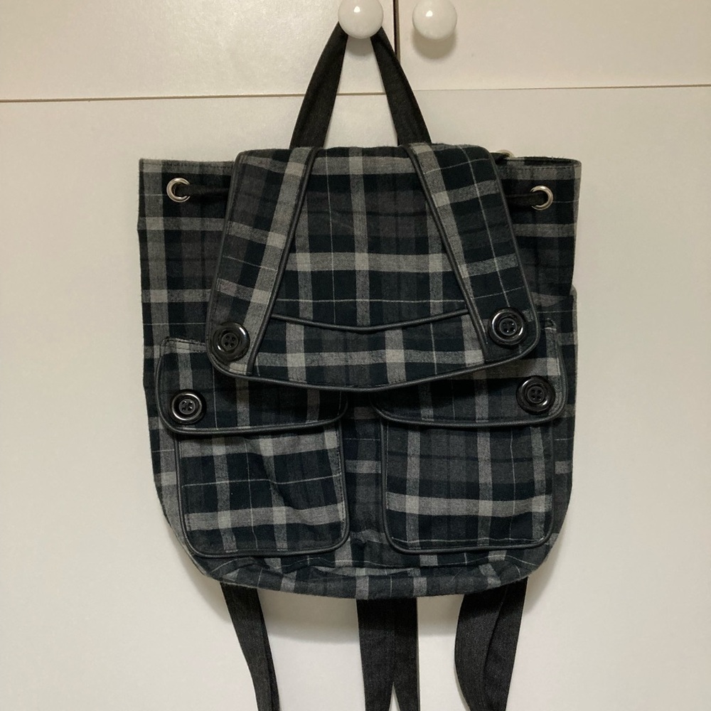 Plaid Black and Gray women’s Backpack